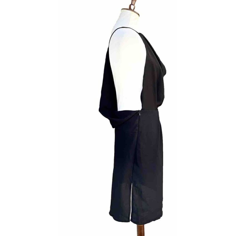 Lioness Women's Black Chiffon Asymmetric Shoulder Midtown Mini Dress Size L - Picture 8 of 14